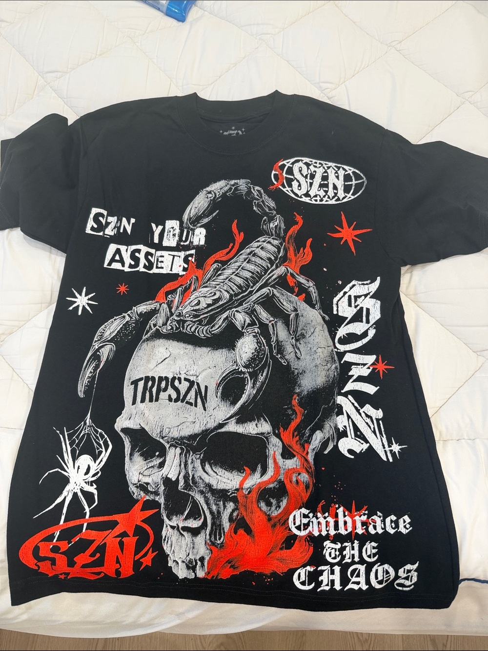 Black Graphic Skull & Scorpion Tee - Embrace The Chaos